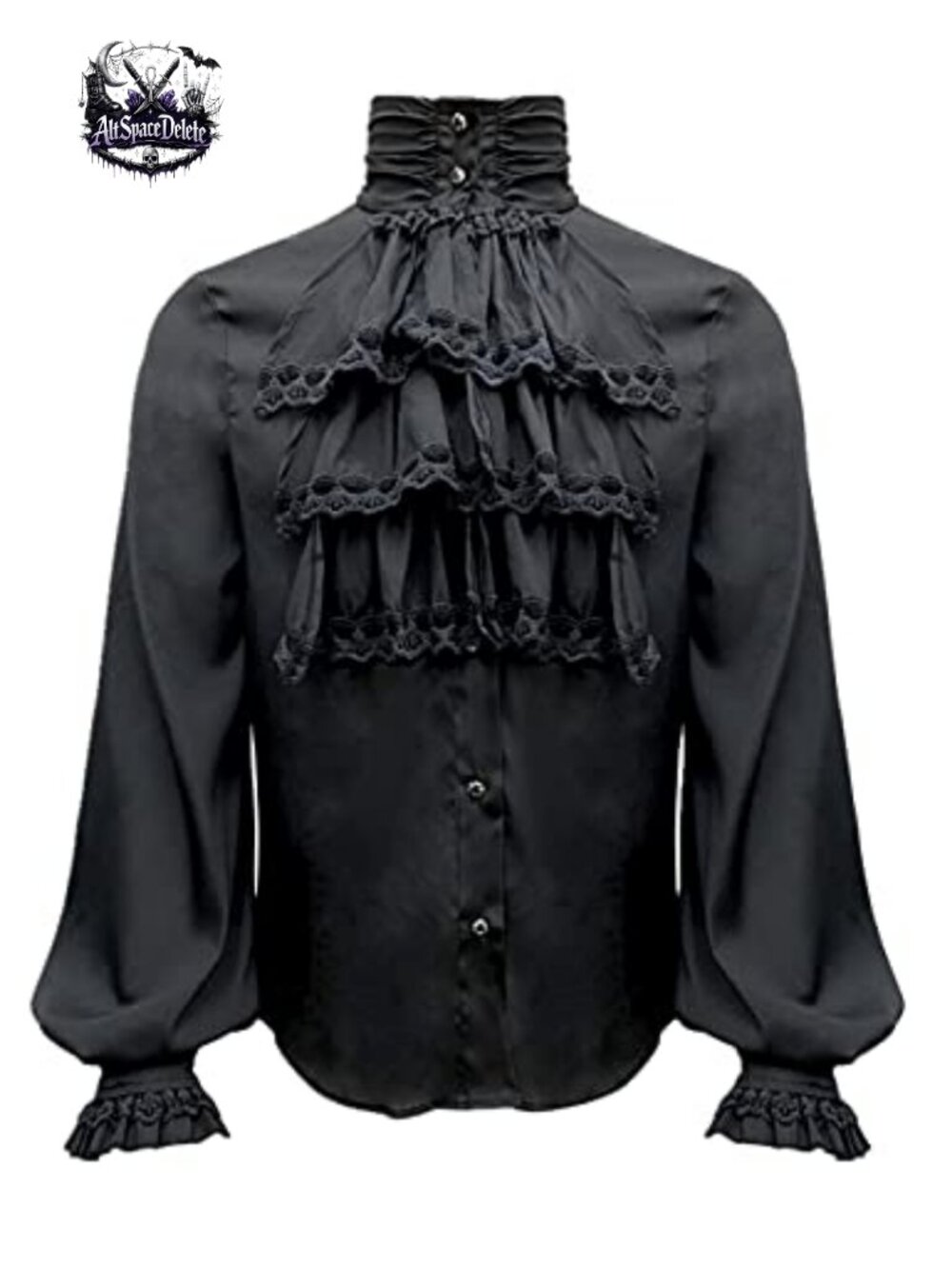 Men's Renaissance Gothic Pirate Shirt Long Sleeve Lace Flared Cuffs Ruffle Front